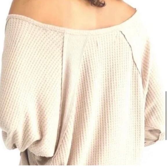 FREE PEOPLE NEW SANTA CLARA BOHO WESTERN COTTON WAFFLE THERMAL ALABASTER MEDIUM - Picture 4 of 11